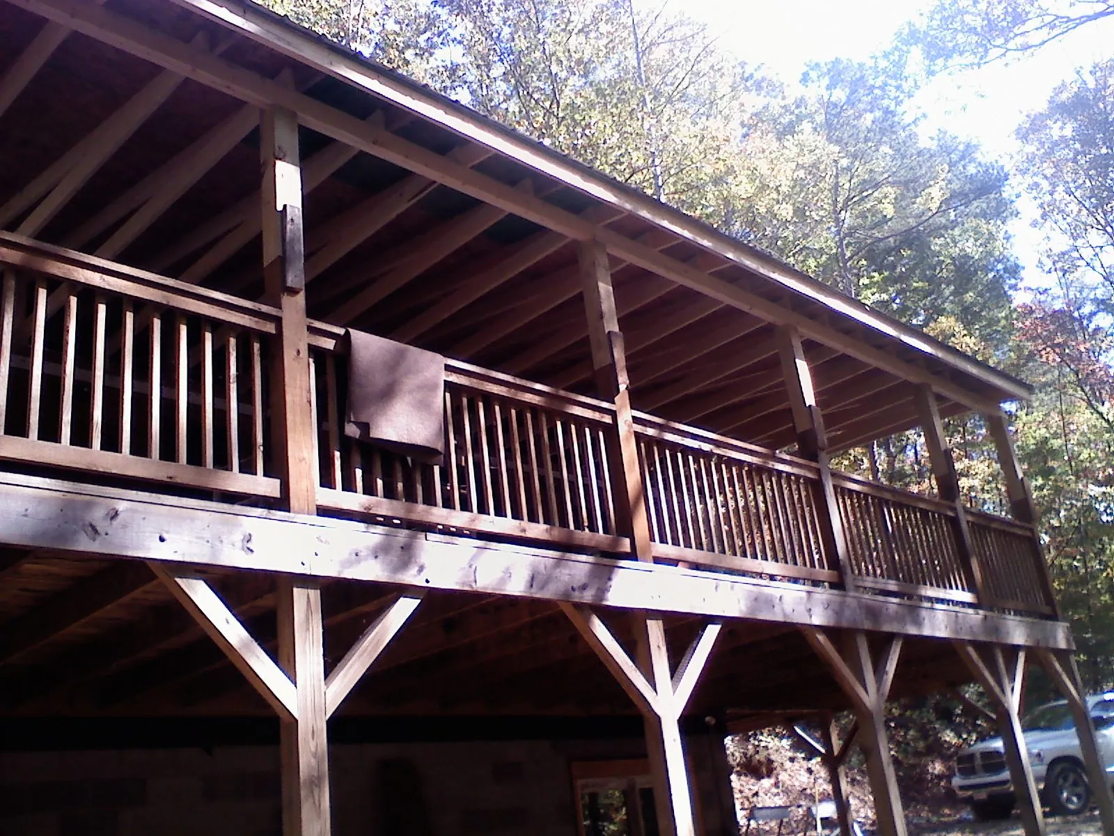 Timber framing under a new elevated porch and deck — Roof Leak Repair in East Brady by Roofing Brothers